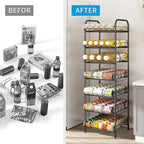 GILLAS 5 Tier Water Bottle Storage Rack, Free Standing Vertical Metal Organizer, Fits Different Sized Bottles Taller Cans, Easy Assembly Water Holder Stand for Kitchen Pantry, Black