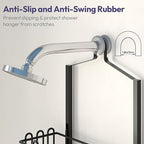 SWTYMIKI Shower Caddy Hanging Organizer - 3-Tier Rustproof Shower Organizer Over Showerhead with Adjustable Baskets, 24 Hooks, Soap & Razor Holder - No Drill Large Bathroom Storage Rack, Black