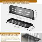 Small Folding Wall Shelf - Waterproof and Rust-Proof 90° fold Down - Easy Installation Folding Metal Shelf, Ideal for RV, Laundry, Toilet, Kitchen and Sofa (Black 2PCS, 15.75inch)