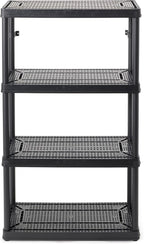 Gracious Living 4 Shelf Fixed Height Ventilated Medium Duty Storage Unit 14 x 32 x 54.5" Organizer System for Home, Garage, Basement, & Laundry, Black