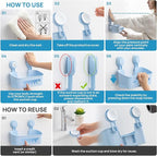 LEVERLOC Shower Caddy Suction Cup 2 Pack, Shower Organizer Removable Bathroom Shelf, Storage for Inside Shower Powerful Suction Max Hold 22lbs Waterproof Holder, Blue