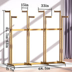 Retail Clothing Rack - for Hanging Clothes - Rolling Metal Garment Racks Heavy Duty, Gold Commercial Clothing Display Rack with Wheels, Tall Sturdy Stand Clothing Racking (8 Arm,Gold)