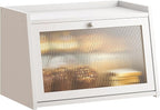 GHWIE Large Bread Box, Easy Access & Cleaning - Bamboo Bread Box for Kitchen Countertop with Acrylic Door (White, Medium)