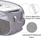 Collapsible Laundry Baskets, 2 Compartment Pop Up Mesh Hamper Foldable 75L Large Capacity Dirty Cloths Basket, Lightweight Foldable Laundry Basket for LaundryRoom, Bathroom or Travel (Grey)