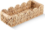 Toilet Paper Storage Basket Wicker Bathroom Basket Water Hyacinth Counter Organizer Toilet Tank Top Storage Shelf Cute Woven Scalloped Decor for Living Room Home Bathroom