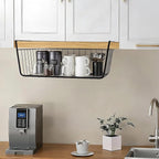 Undershelf Storage Basket Under Shelf Wire Basket Household Metal Under Shelf Hanging Storage Bin Basket Slides Under Shelves for Storage Space Saving for Kitchen Pantry Bookshelf 4 PCS