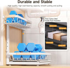 2 Packs Under Sink Organizer, Height Adjustable 2 Tier Under Kitchen Sink Organizer, Multi-Purpose Storage Shelf for Kitchen Bathroom Cabinet (White, Extra Large)