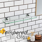 KOKOSIRI Bathroom Shelves Wall Mounted 20-Inch Floating Glass Shelf Kitchen Hanging Rack for Shower Storage Decor, Polished Stainless Steel B1107CH-L20
