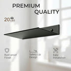 Z metnal Small Metal Shelves, Mini Floating Shelf for Collection Action Figures Speaker, Decor Display Wall Shelf, Aluminum, Wall Mounted, Matt Black, 10 inch, 2 Pack