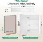 TokeShimi 24 x 32 Mirrored Medicine Cabinet, Assembly Required, White Medicine Cabinet for Bathroom, Tempered Beveled Mirror, Stepless Adjustable Shelves, Recessed/Wall Mounted