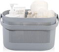 UUJOLY Plastic Storage Baskets with Handles, Shower Caddy Shelf Organizers Basket for Bathroom, Kitchen, Dorm Room, Gray