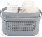 UUJOLY Plastic Storage Baskets with Handles, Shower Caddy Shelf Organizers Basket for Bathroom, Kitchen, Dorm Room, Gray