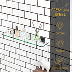 KOKOSIRI Wall Shelves for Bathroom Hardware 20-Inch Glass Floating Shelf Kitchen Hanging Rack Shower Storage, Oil Rubbed Bronze Stainless Steel B1107ORB-L20