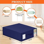 WOWBOX Sheet Organizers and Storage,Closet Bed Sheet Organizer Under Bed Storage and Organization with Label Cards & Clear Window for Bedding Sheets,Duvet Covers,Blankets (6 Pack，Blue)