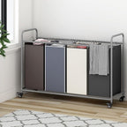 Laundry Sorter 4 Section Hamper Sorter with Heavy Duty Lockable Rolling Wheels Removable Bags Basket Separator for Dirty Clothes Storage, Assorted