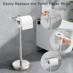 FORIOUS Toilet Paper Holder Wall Mount, Stainless Steel Rustproof Double Post Pivoting Tissue Roll Holder for Bathroom, Commercial Toilet Paper Dispenser Toilet Paper Holder Stand, Brushed Nickel