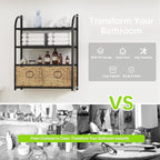 Zhongma Wall Mounted Metal Bathroom Shelves with 2 Baskets, 4-Tier Bathroom Organizer and Storage Over Toilet, Slate and Weave