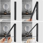 Foldable Clothes Drying Rack, Wall Mounted Retractable Drying Rack Clothes Hanger for Laundry, Bathroom, Balcony Use, Space Saving Laundry Racks and Closet Organizer, Aluminum (Black)