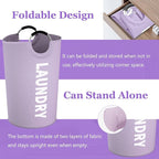 Super Large Laundry Basket with Handles, 125L Foldable Dirty Clothes Hamper for Adult, Stand-alone Laundry Hamper in 600D Oxford Fabric, Purple Storage Basket for Family, Guest House,Purple