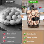 Egg Basket for Gathering Fresh Eggs, Round Egg Collecting Basket with Handle, Egg Holder Countertop Decor & K-Cup Organizer (Metal)