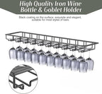Xverycan Wine Glass Rack Under Cabinet, 10 Row Extreme Large Stemware Hanger, Metal Wine Goblet Holder, DIY Bar Glass Storage Rack for Bar Counter, Kitchen, Screws Included