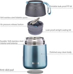 MAXSO Soup Thermo for Hot & Cold Food for Adults Kids, 17 oz Vacuum Insulated Steel Lunch Container Bento Box with Spoon, Leakproof Thermal Food Jar for School Office Travel - Shinny Blue