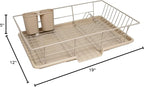 Sweet Home Collection Metal, Plasic 3 Piece Dish Drainer Rack Set with Drying Board and Utensil Holder, 17" x 12" x 5", Beige