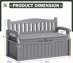Flamaker 80 Gallon Storage Bench with Cushions Outdoor Indoor, Durable All-Weather Seating with Hidden Storage, Lockable Deck Box for Garden, Patio, Poolside (Grey)