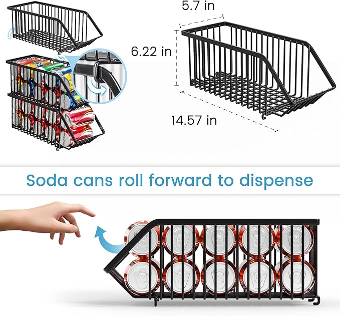 Soda Can Organizer of 4 Pack,Stackable Can Organizer For Pantry, Soda Storage, Soup Soda Can Dispenser, Can Storage Rack for Pet Food Cans