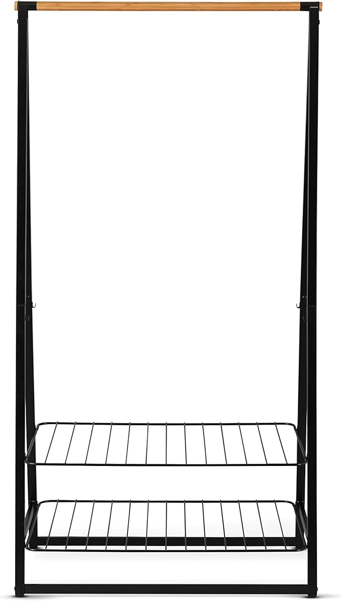 Brabantia - Linn Clothes Rack - Multi-Functional - Space Saver - Adjustable Shelves - Wardrobe Hanging - Drying Rack - Freestanding - Stable - Black - Large