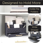 BLU MONACO | Wooden Mail Organizer with Drawer Gold Handle | Mail Sorter Organizer Countertop and Outgoing Mail Holder | Tabletop Organizer with Drawers Grey Desk Storage