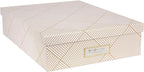 Bigso Oskar Fiberboard Label Frame Document Letter Box for Important Paperwork A4 or Letter Size - Durable Keepsake Box with Lid and Metal Label Holder - 3.3in x 10.2in x 13.8in - Golden Square