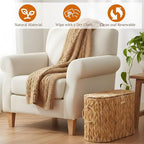 Toilet Paper Storage Basket, Water Hyacinth Slim Toilet Paper Holder with Lid for 6 Regular Rolls Hand-Woven Wicker Rattan Home Decor Bathroom Accessories Organizer