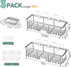 Veken Shower Caddy 3-Pack, Advanced Rustproof Design, No Drilling Adhesive Shelves, Rack with Soap Holder, Large Capacity Bathroom Organizers and Storage, Wall-Mounted Kitchen & Home Decor