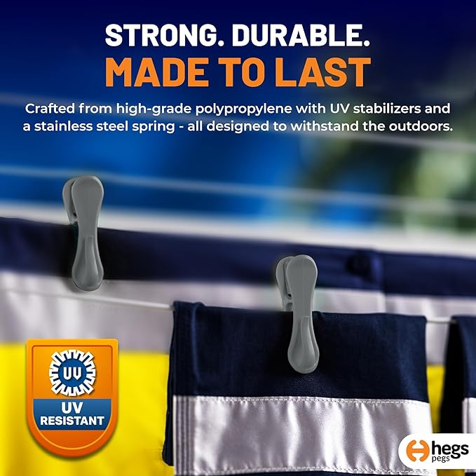 The Smartest Heavy Duty Clothespins with Hooks (30 Pack Recycled Grey) - Hang 3 Garments at Once with Our Tough, Dual Hooks Clothes Pins with Anti-Rust Spring - Durable, Colorful Clothespins