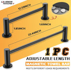 ULIBERMAGNET Magnetic Towel Holder, 1 Set Magnetic Towel Bar Holder with Adjustable Length, Matte Black Non-Slip Magnetic Towel Rod Rack for Refrigerator, Dishwasher, Laundry, Kitchen Stove