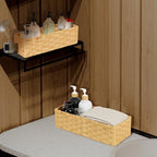DULLEMELO Toilet Basket for Decor, Small Wicker Baskets for Storage Back of Toilet Tank Topper, Set of 2 Woven Storage Baskets for Bathroom Toilet Paper Holder Basket, Natural