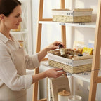 Small & Large Storage Baskets for Organizing Shelves,Round Paper Rope Basket Woven Baskets for Night Table Decorative Shelf Closet Pantry Basket Car Desk Workspace Organizers and Storage Accessories