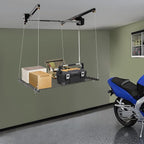 TBVECHI Overhead Garage Lifting Storage Rack, 4x4 Ft Heavy-Duty Metal Garage Ceiling Rack, Storage Organizer System with 79''L Adjustable Height, 300lbs Weight, Satin Black