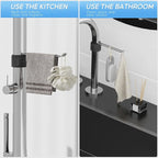 Stylish and Functional Dish Towel Holder - Keep Your Kitchen Rags and Dishcloths Neat and Within Reach with This Sink Dish Cloth Holder and Storage Rack! (2, Silvery)