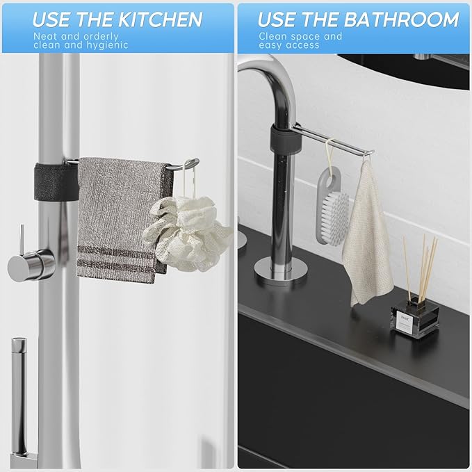 Stylish and Functional Dish Towel Holder - Keep Your Kitchen Rags and Dishcloths Neat and Within Reach with This Sink Dish Cloth Holder and Storage Rack! (2, Silvery)
