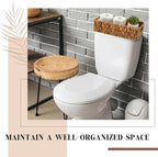 2 Pcs Toilet Paper Basket for Back of Toilet Wicker Water Hyacinth Basket Topper and Vanity Tray Set with Built-in Handles for Paper Hand Towel, Bathroom, Home, Spa(Light Brown)