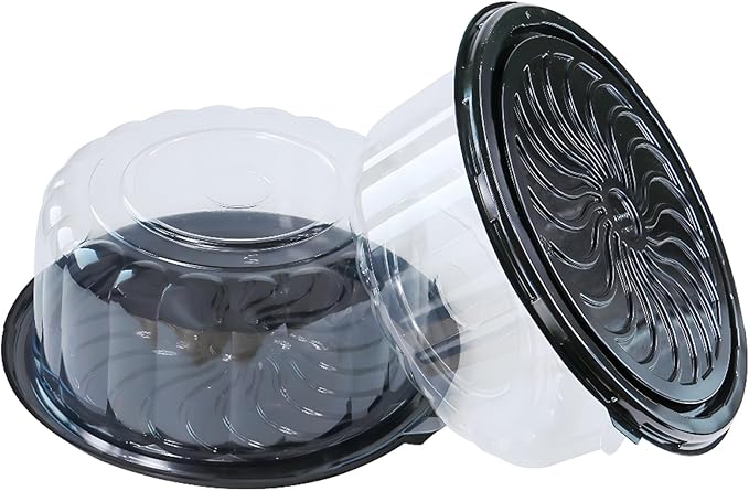 5pcs 10Inch Round Cake Pies Carriers Plastic Disposable Cake Containers with Dome Lids Clear Bundt Cake Boxes