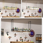 Ceiling Hanging Wine Glass Holder - Ceiling Shelf, Ceiling Wine Rack Display Stand, Hanging Solid Wood Plant Stand, Wall Mounted Iron Art Wine Bottle Holder, LOFT Ceiling Mounted Storage Rack ( Color