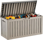 DRATO 80 Gallon Large Deck Box, Outdoor Storage Box for Patio Furniture, Patio Cushions, Gardening Tools, Pool Supplies 480lbs Weight Capacity,Waterproof Resin Storage Boxes（Gray，80 Gallon）
