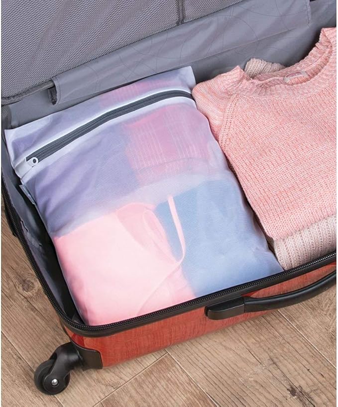 iDesign Medium Mesh Laundry Bag for Delicates - White