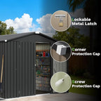 Patiowell 8x8 FT Outdoor Storage Shed, Heavy Duty Tool Metal Sheds with Lockable Doors and Updated Frame Structure for Backyard Patio Lawn, Black