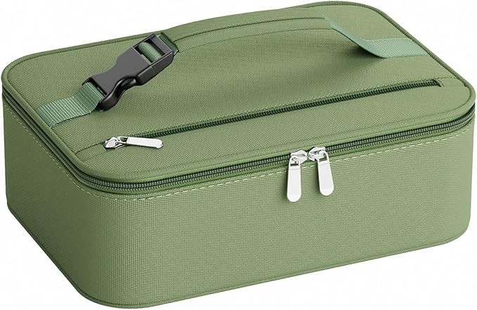 Small Lunch Box Insulated Lunch Bag for Women Men, Bento Kids Lunch Box, Compact Portable Thermal Meal Cooler Bags with Buckle Handle for Work & School, Green 5L