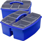 Storex Large Classroom Caddy with Cups, 13 x 11 x 6.575 Inches, Blue, Case of 2 (00985U02C)