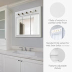 Design House Concord Medicine Cabinet, 3 Mirrored Doors, Pre-Assembled, Surface Mount, 5 Lights, White Wood Frame Wall Cabinet, 36 in W x 5 in D x 30 in H, 532390-WHT